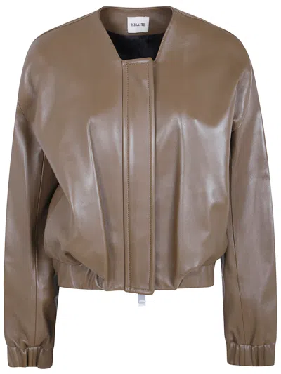 Khaite Jacket Leather "cordan" In Brown