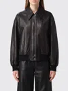 Khaite Shelman Leather Bomber Jacket In Black