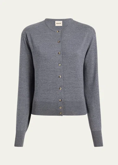 Khaite Jackie Wool Cardigan In Gray