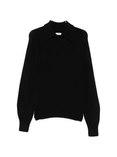 Khaite Jackson Collared Raglan-sleeve Sweater In Black