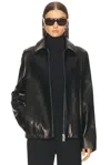 Khaite Grizzo Oversized Leather Collared Jacket In Black