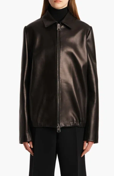 Khaite Jackson Lambskin Leather Jacket In Black