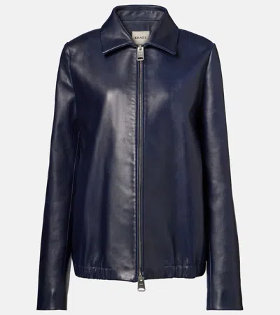 Khaite Jackson Leather Jacket In Blue