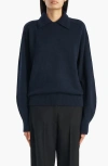 Khaite Jackson Stretch Wool & Cashmere Polo Sweater In Blue