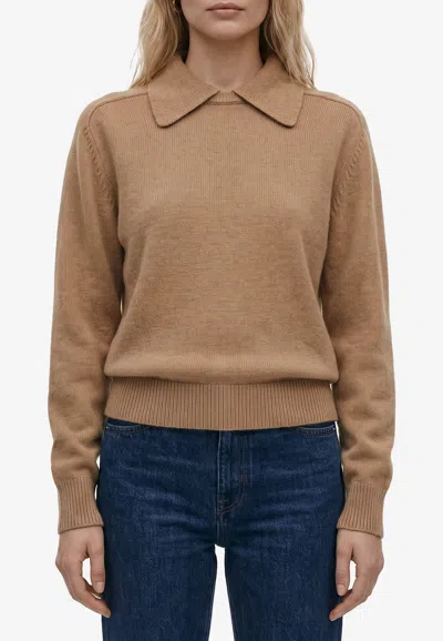Khaite Jackson Wool Cashmere Polo Sweater In Beige
