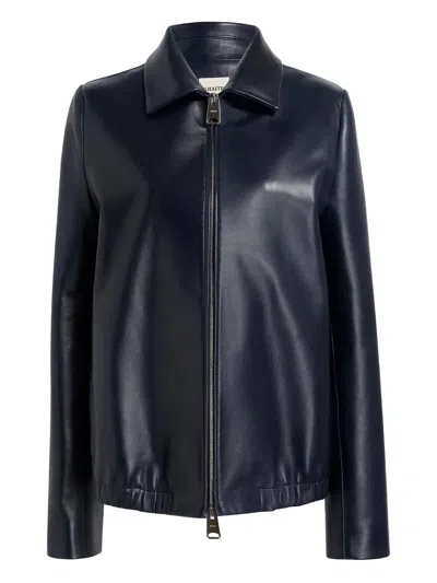 Khaite Jackson Zip Leather Jacket In Black