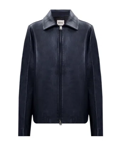 Khaite Jackson Zip Leather Jacket In Black