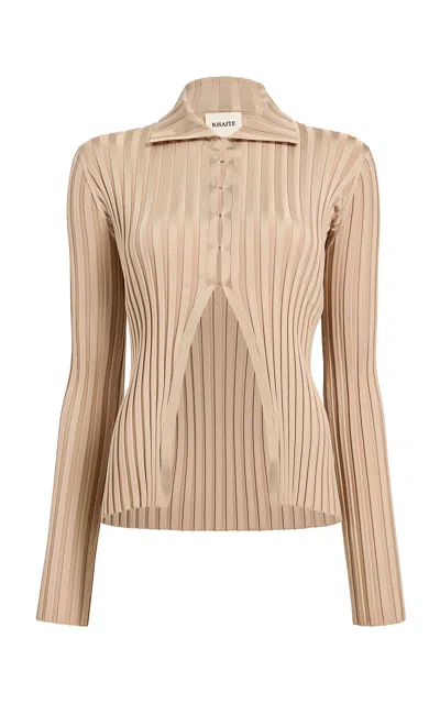 Khaite Jadette Ribbed Knit Top In Neutral