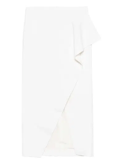 Khaite Jaia Midi Skirt With Ruffles In White