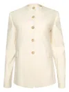 Khaite Jameson Wool And Silk-blend Jacket In Neutral