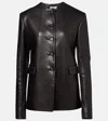 Khaite Jameson Single-breasted Leather Collarless Jacket