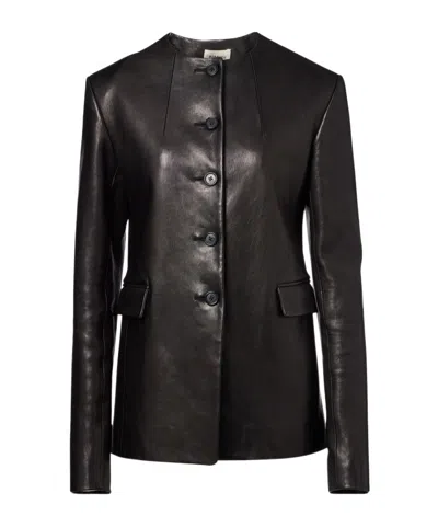 Khaite Jameson Leather Jacket In Black