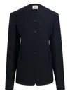 Khaite Jameson Pinstripe Button Jacket In Blue