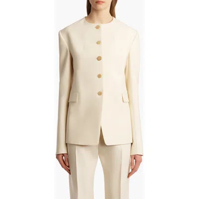 Khaite Jameson Textured Faille Jacket In Nude
