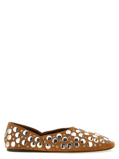 Khaite Jane Studded Suede Ballet Flats In Brown