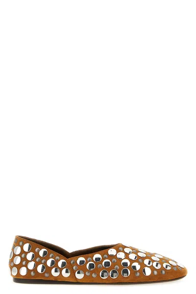 Khaite Jane Studded Suede Ballet Flats In Brown