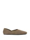Khaite Jane Classic Suede And Python Print Ballet Flats In Brown