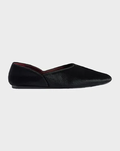Khaite Jane Calf Hair Flats In Black