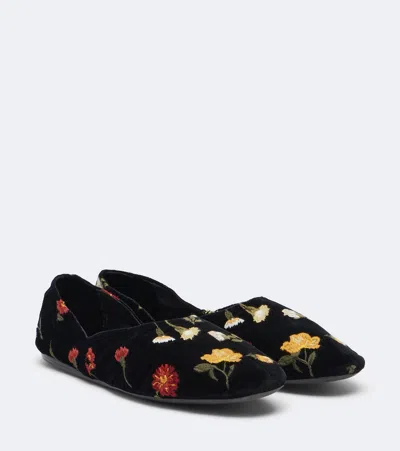 Khaite Jane Embroidered Velvet Ballet Flats In Black