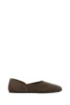 Khaite Jane Classic Suede And Python Print Ballet Flats In Brown