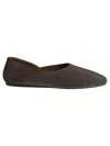 Khaite Jane Classic Suede And Python Print Ballet Flats In Brown