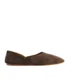 Khaite Jane Suede Ballerina Flats In Brown