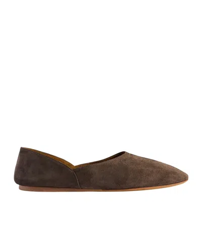 Khaite Jane Suede Ballerina Flats In Brown