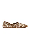 Khaite Jane Studded Leather Ballerina Flats In Brown