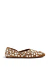 Khaite Jane Studded Leather Ballerina Flats In Brown