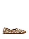 Khaite Jane Studded Leather Ballerina Flats In Brown