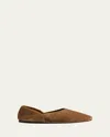 Khaite Jane Classic Suede And Python Print Ballet Flats In Brown