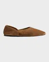 Khaite Jane Classic Suede And Python Print Ballet Flats In Brown