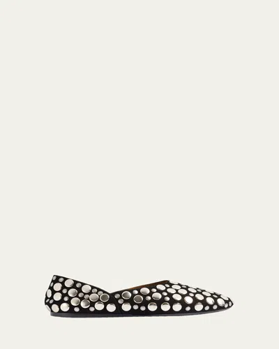 Khaite Jane Stud-embellished Leather Ballet Flats In Black