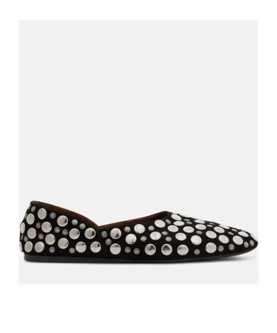 Khaite Jane Studded Suede Ballet Flats In Black