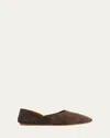 Khaite Jane Suede Ballerina Flats In Brown