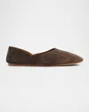 Khaite Jane Suede Ballerina Flats In Brown