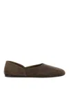 Khaite Jane Classic Suede And Python Print Ballet Flats In Brown