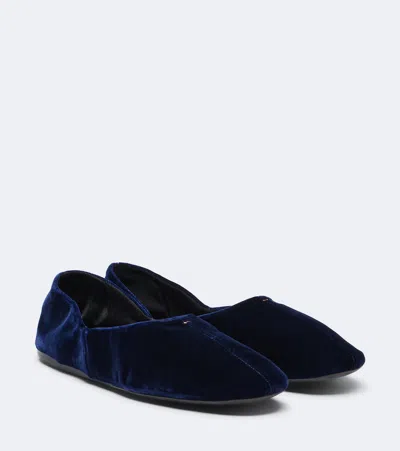 Khaite Jane Velvet Ballet Flats In Blue