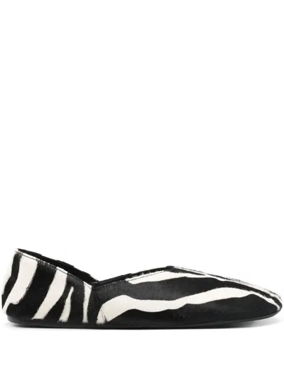KHAITE KHAITE JANE ZEBRA PRINT HAIRCALF FLAT SLIPPERS