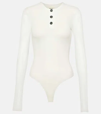 Khaite Janelle Cotton-blend Jersey Bodysuit In White