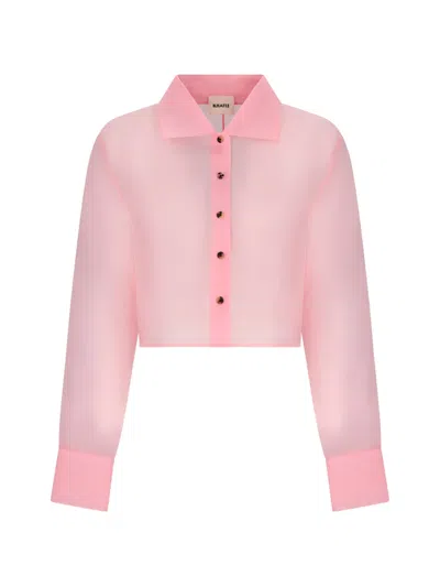 Khaite Jasen Cropped Shirt In Pink