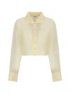 Khaite Jasen Cropped Shantung Organza Shirt In Yellow