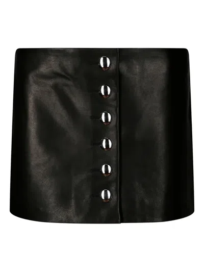 KHAITE JAXON BUTTON-FRONT LEATHER MINI SKIRT