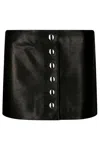 Khaite Fitted Leather Skirt With Front Button Closure In Black