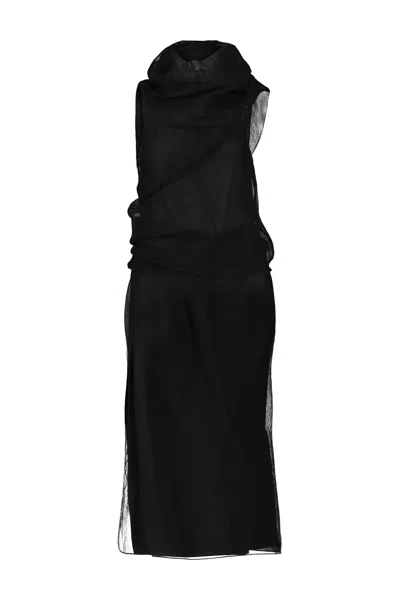 Khaite Long Silk Organza Dress In Black