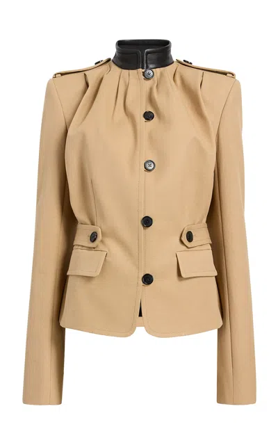 Khaite Jeda Mock-neck Cotton Jacket In Brown