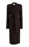 Khaite Jelson Belted Double-faced-wool Coat In Brown
