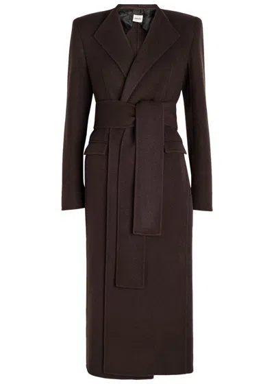 Khaite Jelson Belted Wool Coat In Brown