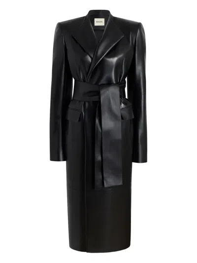 Khaite Jelson Lambskin Belted-coat In Black
