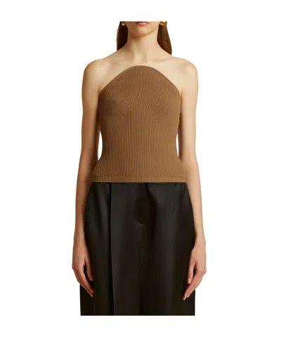 Khaite Jericho Ribbed Bandeau Top In Black